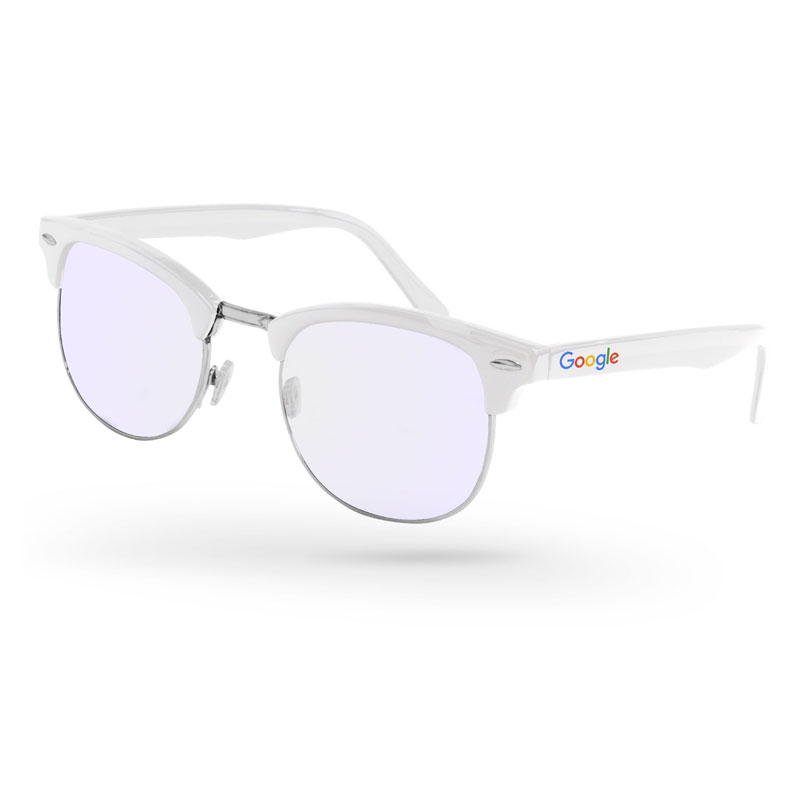 Blue Light Blocking Metal Club Promotional Sunglasses w/ full color extended arms imprint