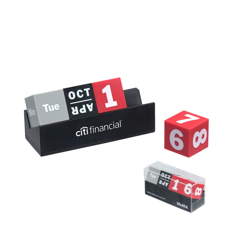 Moma Cubes Perpetual Calendar (Gray, Black & Red Cubes) - Optamark