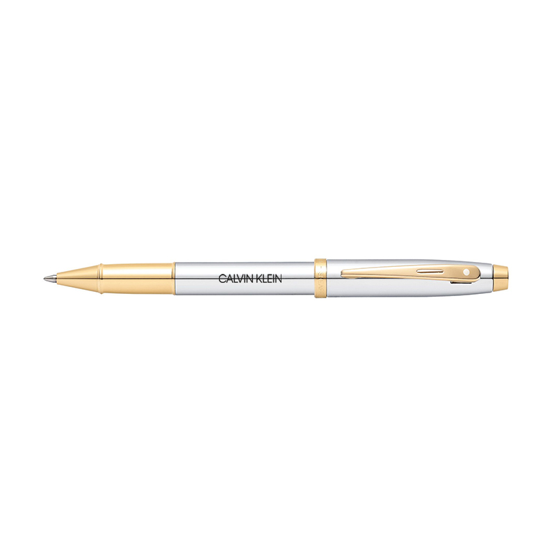 Sheaffer 100 Chrome with Gold Trim Rollerball Pen - Optamark