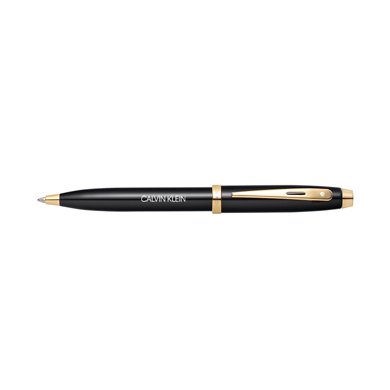 Sheaffer 100 Glossy Black/Gold Trim Ballpoint Pen - Optamark